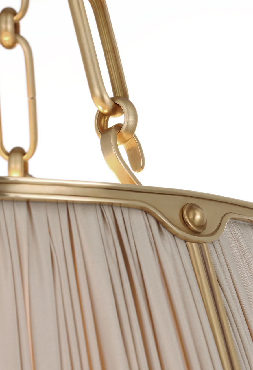 Allister 16" Hanging Shade | Hand-Rubbed Antique Brass | Champagne Silk Pleated Shade