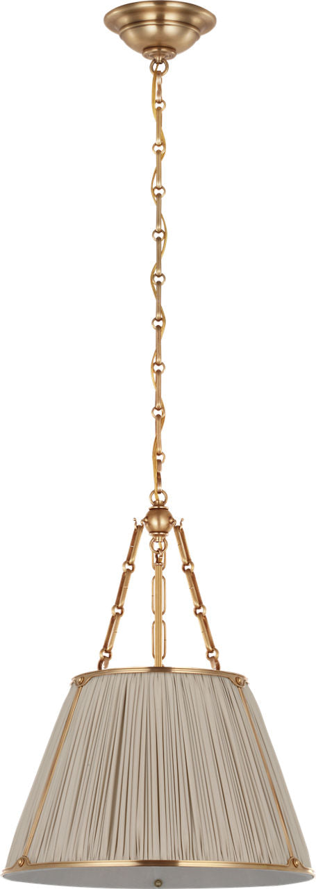 Allister 16" Hanging Shade | Hand-Rubbed Antique Brass | Champagne Silk Pleated Shade