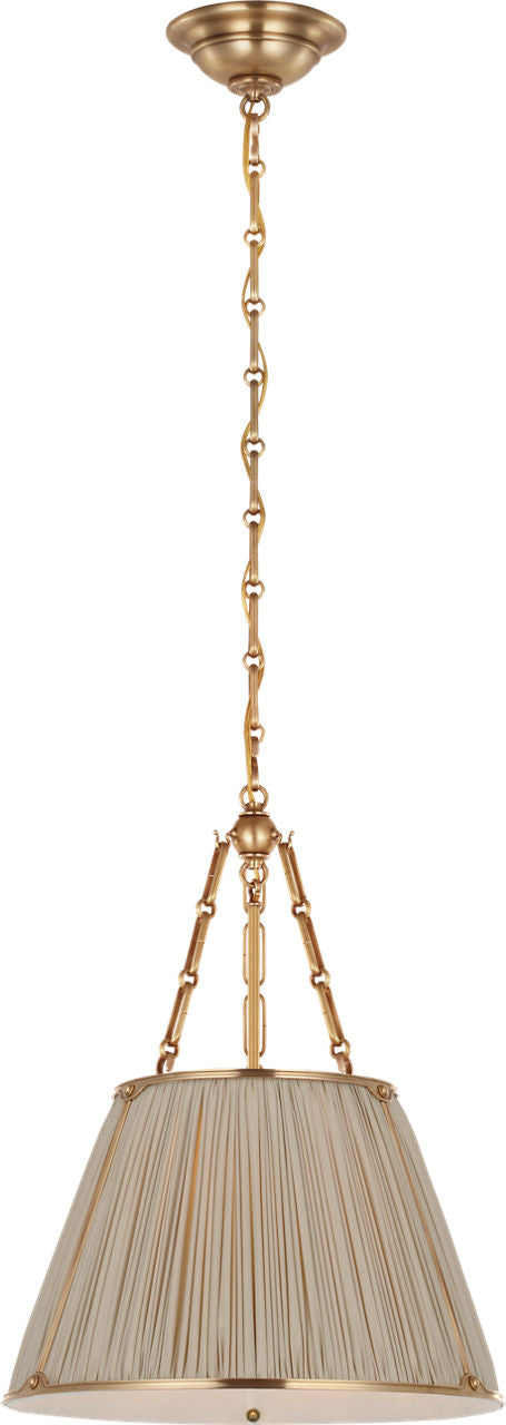 Allister 16" Hanging Shade | Hand-Rubbed Antique Brass | Champagne Silk Pleated Shade