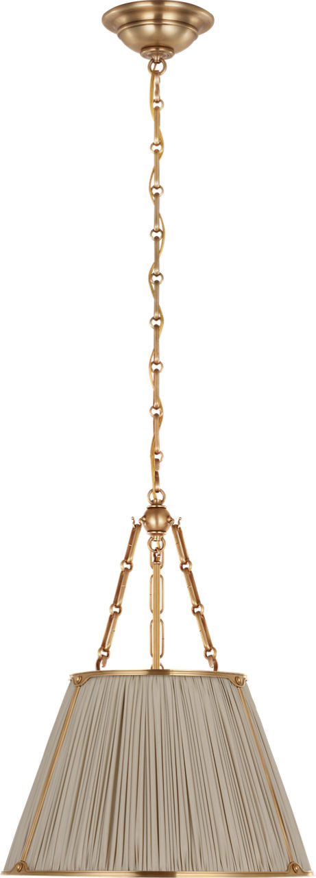 Allister 16" Hanging Shade | Hand-Rubbed Antique Brass | Champagne Silk Pleated Shade