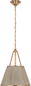 Allister 16" Hanging Shade | Hand-Rubbed Antique Brass | Champagne Silk Pleated Shade