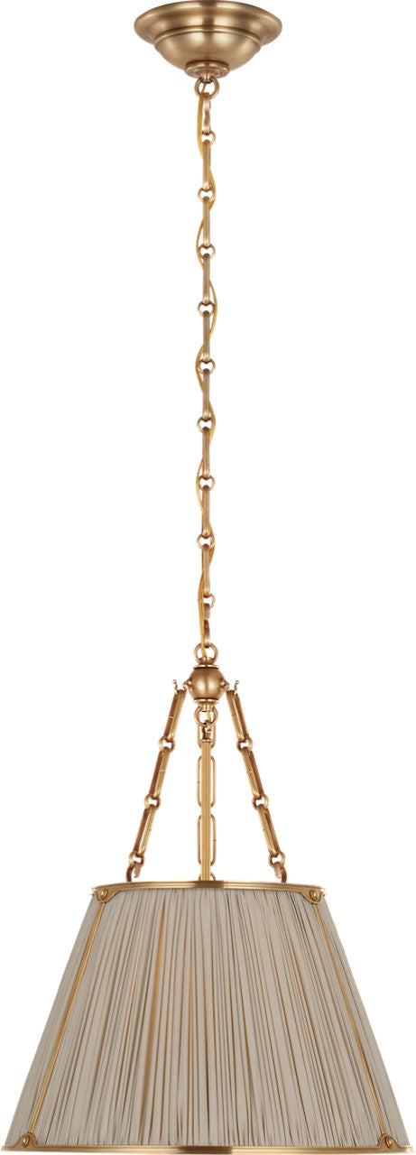 Allister 16" Hanging Shade | Hand-Rubbed Antique Brass | Champagne Silk Pleated Shade