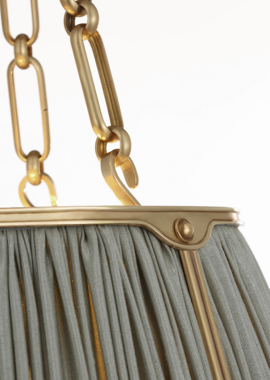 Allister 16" Hanging Shade | Hand-Rubbed Antique Brass | Mist Silk Pleated Shade