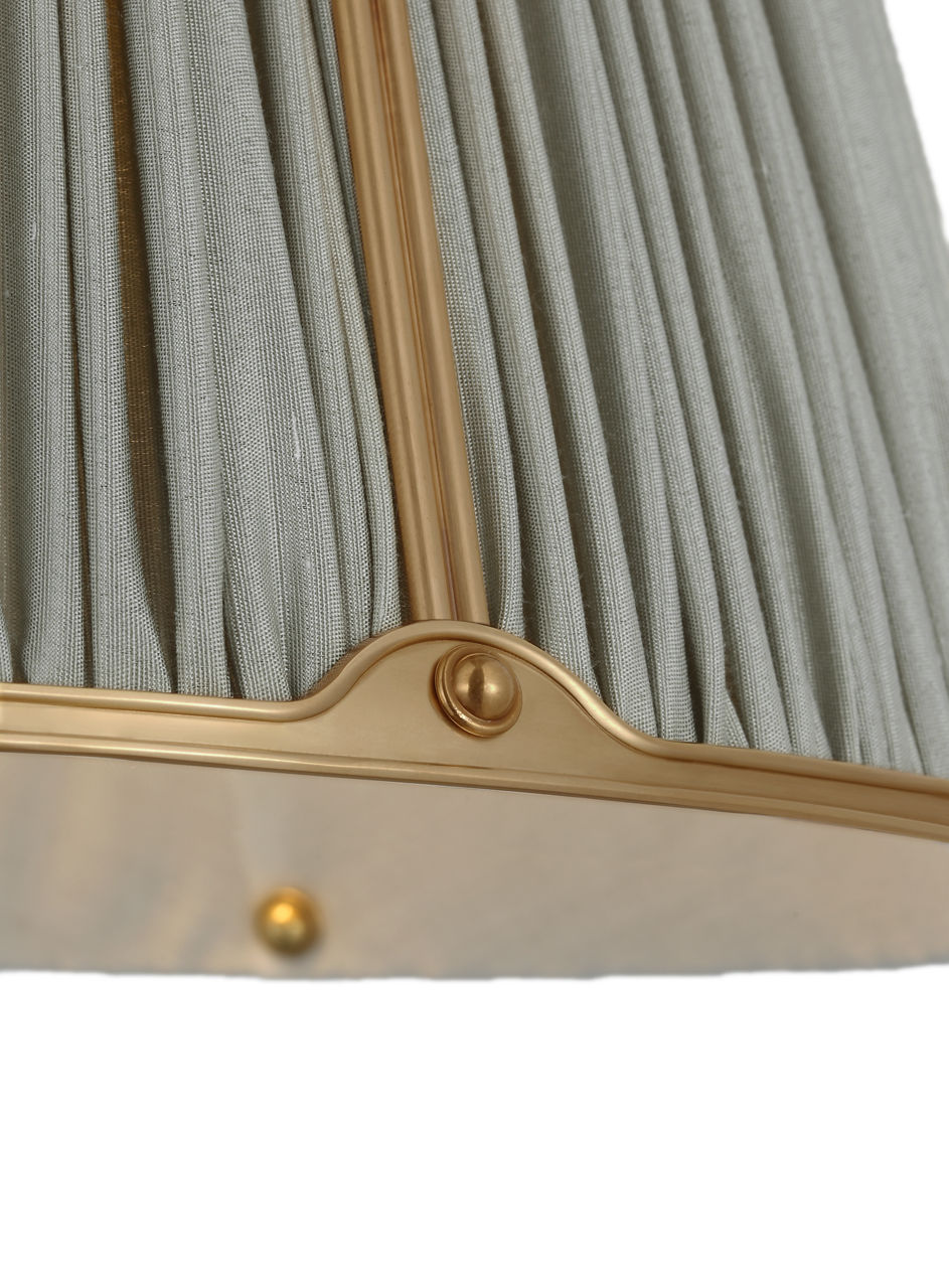 Allister 16" Hanging Shade | Hand-Rubbed Antique Brass | Mist Silk Pleated Shade