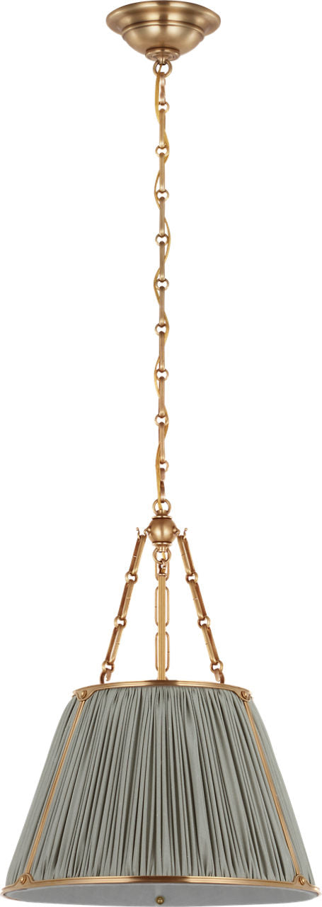 Allister 16" Hanging Shade | Hand-Rubbed Antique Brass | Mist Silk Pleated Shade