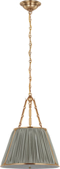 Allister 16" Hanging Shade | Hand-Rubbed Antique Brass | Mist Silk Pleated Shade