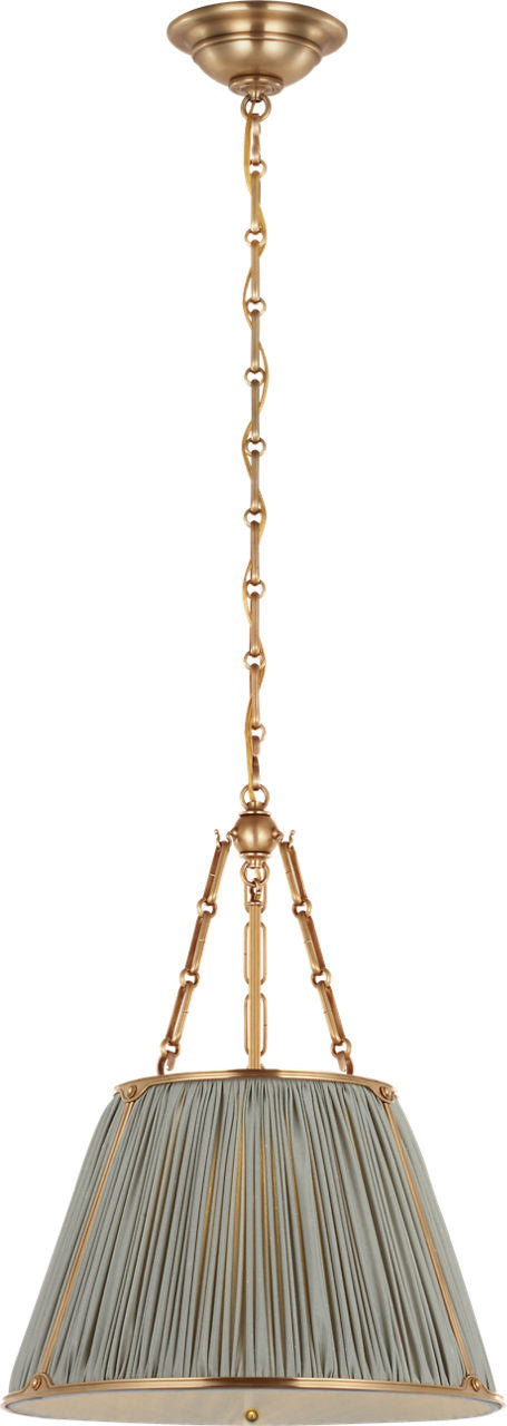 Allister 16" Hanging Shade | Hand-Rubbed Antique Brass | Mist Silk Pleated Shade