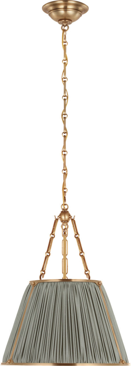 Allister 16" Hanging Shade | Hand-Rubbed Antique Brass | Mist Silk Pleated Shade
