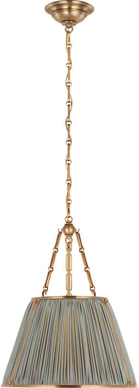 Allister 16" Hanging Shade | Hand-Rubbed Antique Brass | Mist Silk Pleated Shade