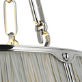 Allister 16" Hanging Shade | Polished Nickel | Schumacher Blue Charee Stripe Pleated Shade