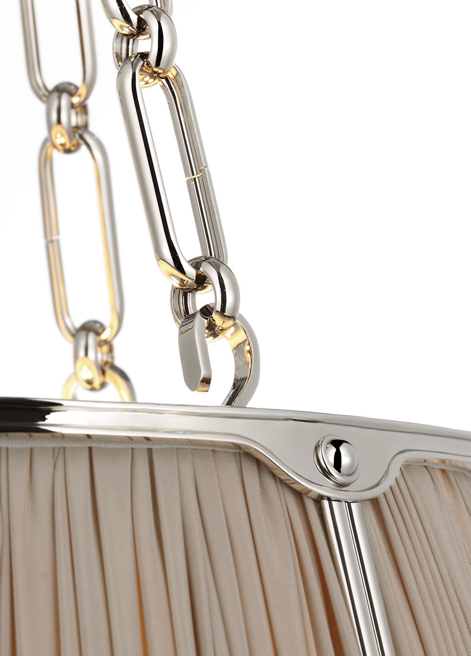 Allister 16" Hanging Shade | Polished Nickel | Champagne Silk Pleated Shade