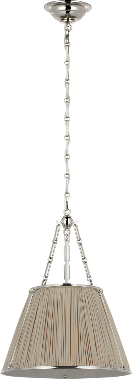 Allister 16" Hanging Shade | Polished Nickel | Champagne Silk Pleated Shade