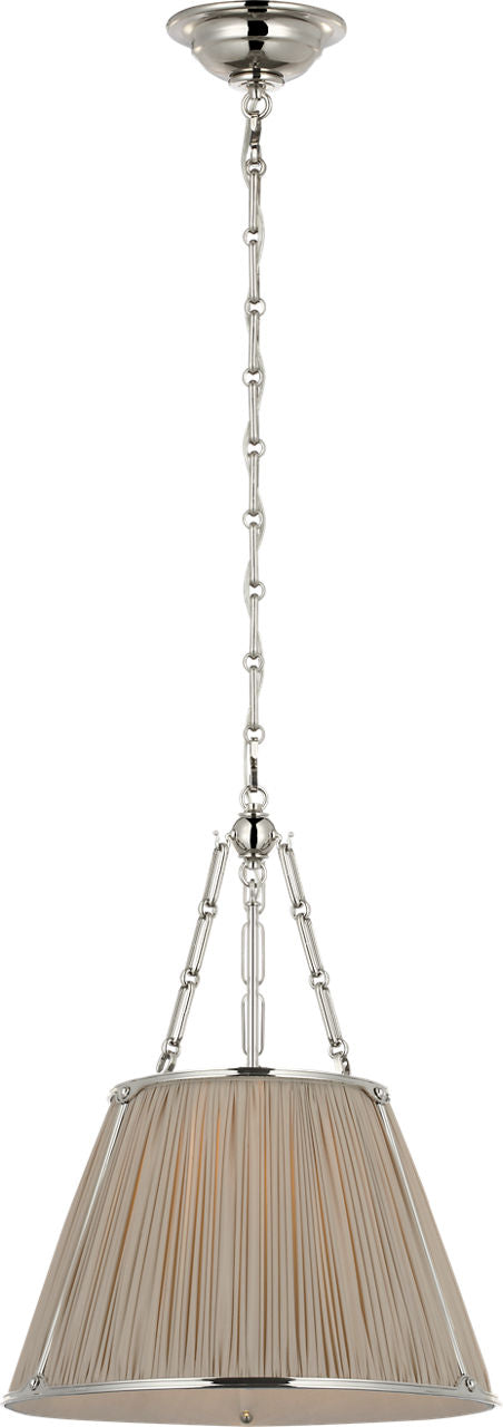 Allister 16" Hanging Shade | Polished Nickel | Champagne Silk Pleated Shade