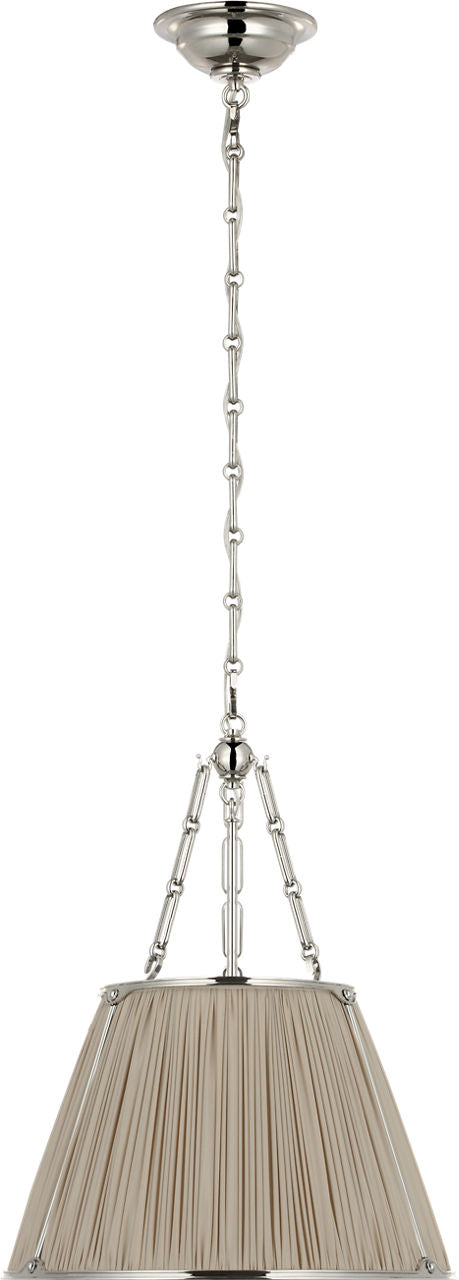 Allister 16" Hanging Shade | Polished Nickel | Champagne Silk Pleated Shade
