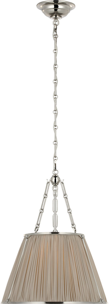 Allister 16" Hanging Shade | Polished Nickel | Champagne Silk Pleated Shade