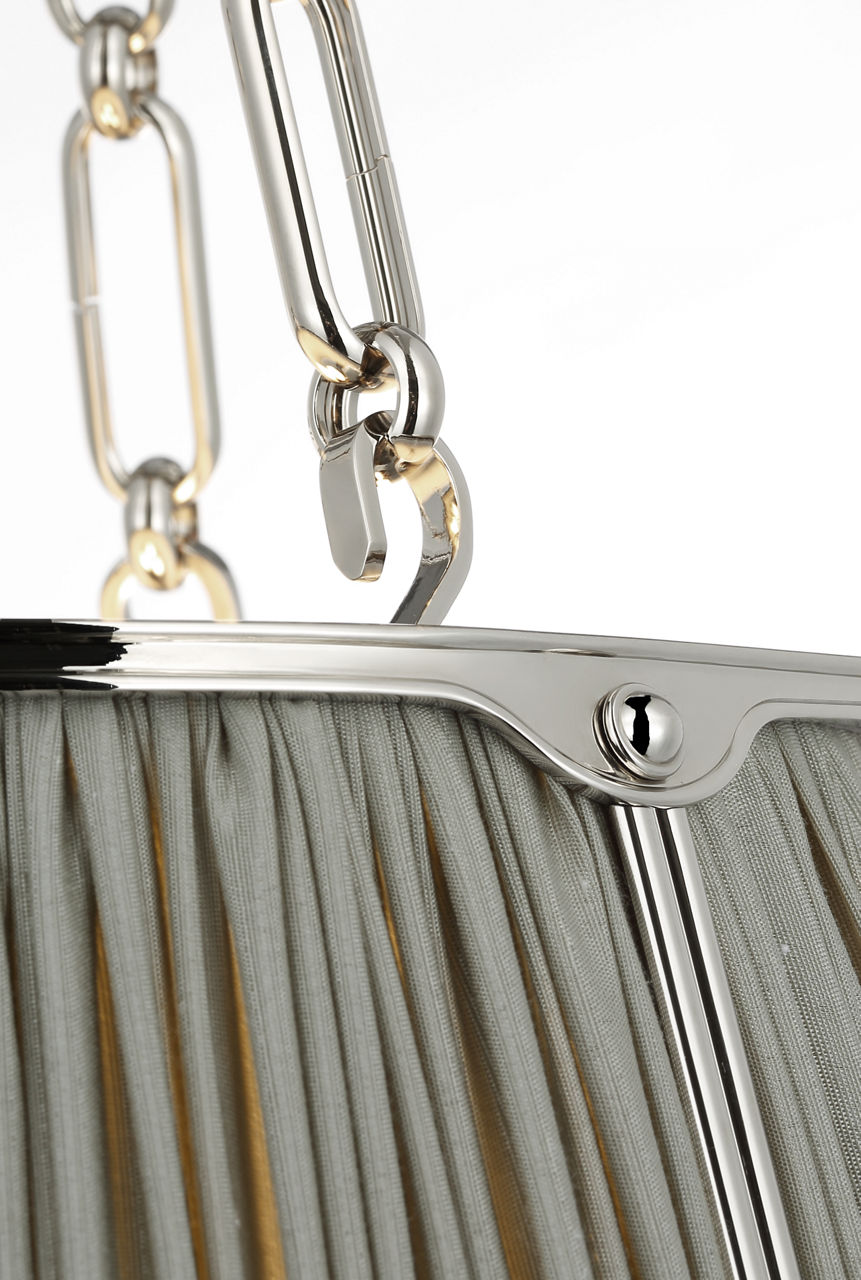 Allister 16" Hanging Shade | Polished Nickel | Mist Silk Pleated Shade
