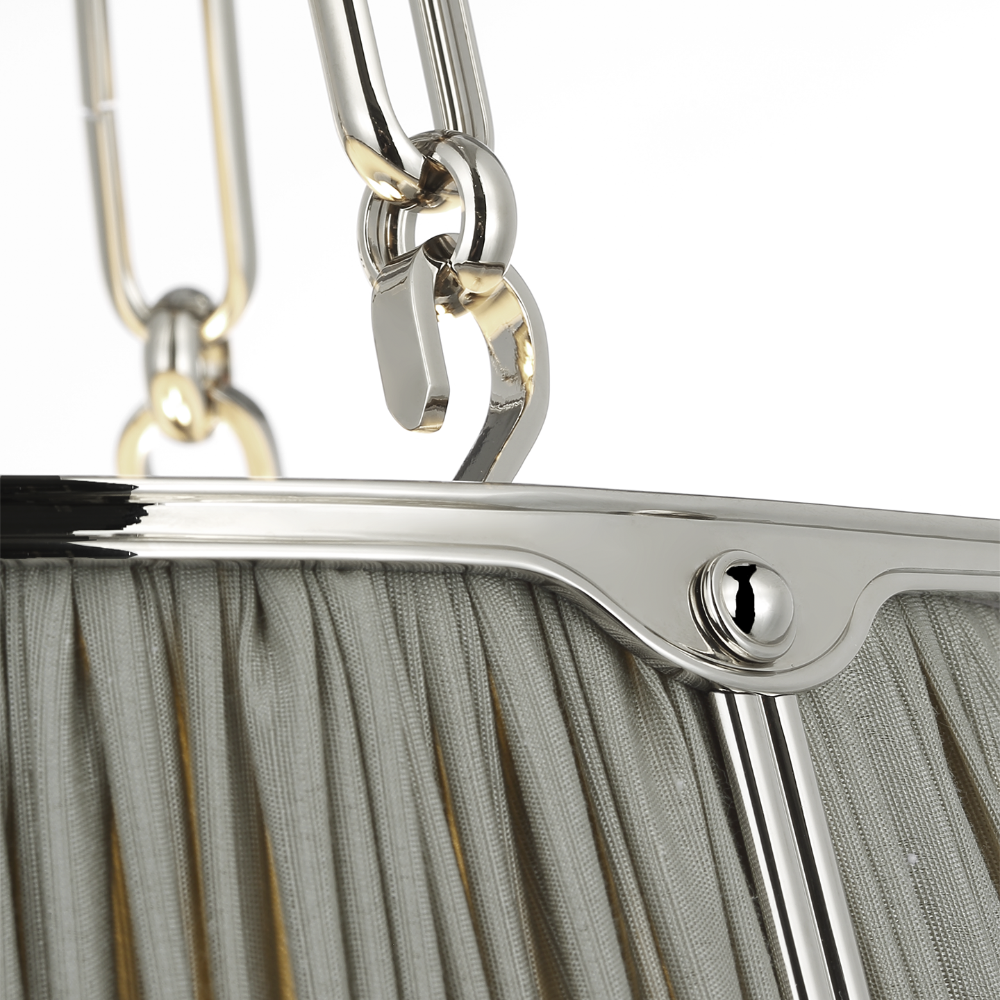 Allister 16" Hanging Shade | Polished Nickel | Mist Silk Pleated Shade