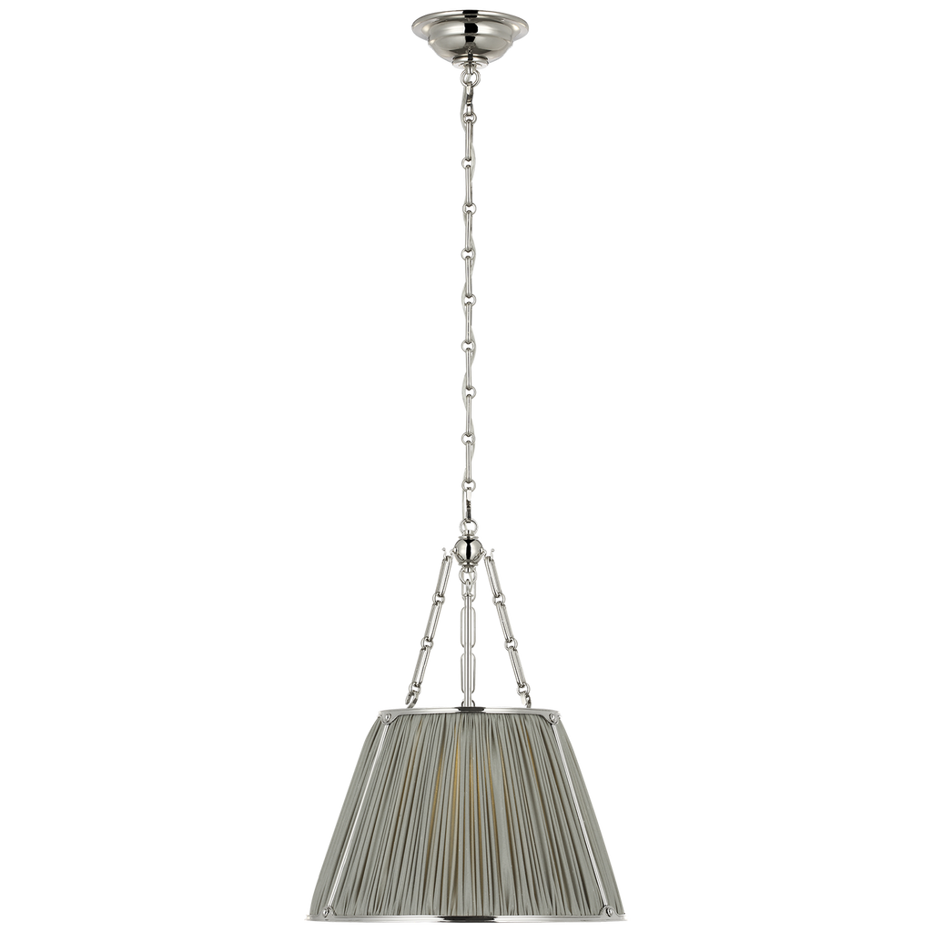 Allister 16" Hanging Shade | Polished Nickel | Mist Silk Pleated Shade