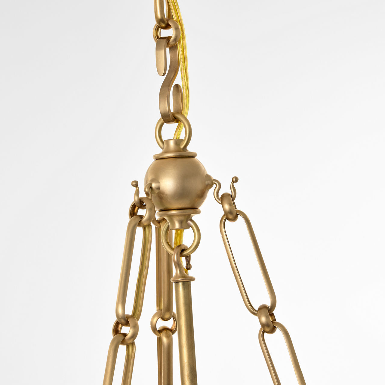 Allister 21" Hanging Shade | Hand-Rubbed Antique Brass | Schumacher Blue Charee Stripe Pleated Shade