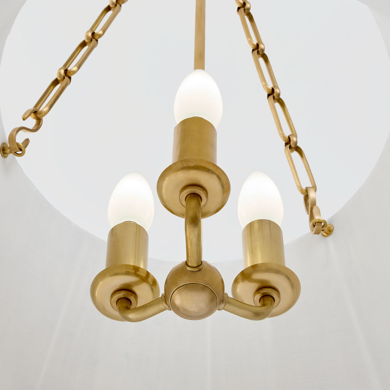 Allister 21" Hanging Shade | Hand-Rubbed Antique Brass | Schumacher Blue Charee Stripe Pleated Shade