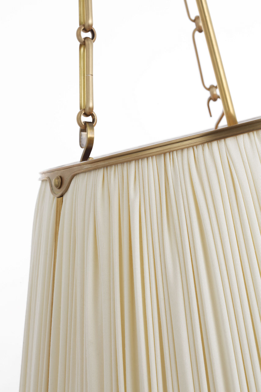 Allister 21" Hanging Shade | Hand-Rubbed Antique Brass | Silk Pleated Shade