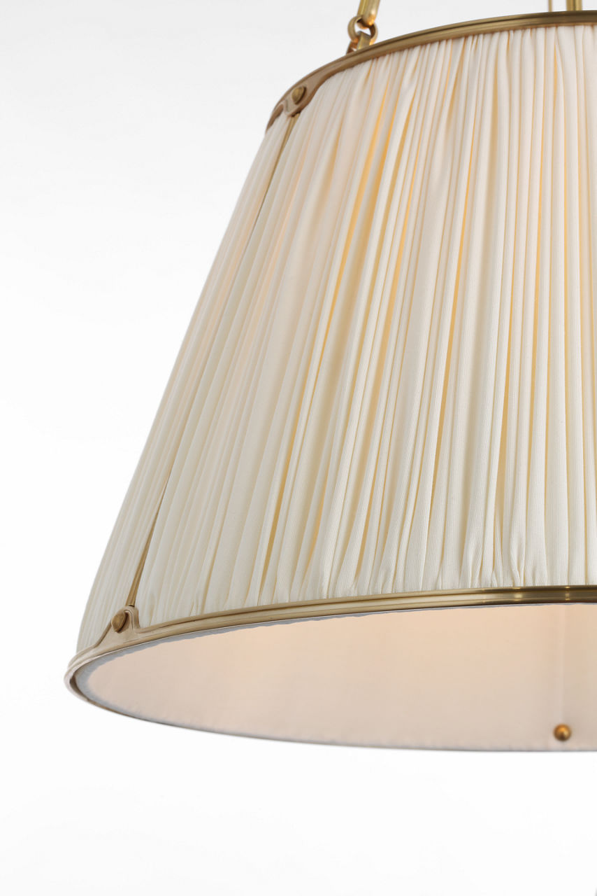 Allister 21" Hanging Shade | Hand-Rubbed Antique Brass | Silk Pleated Shade