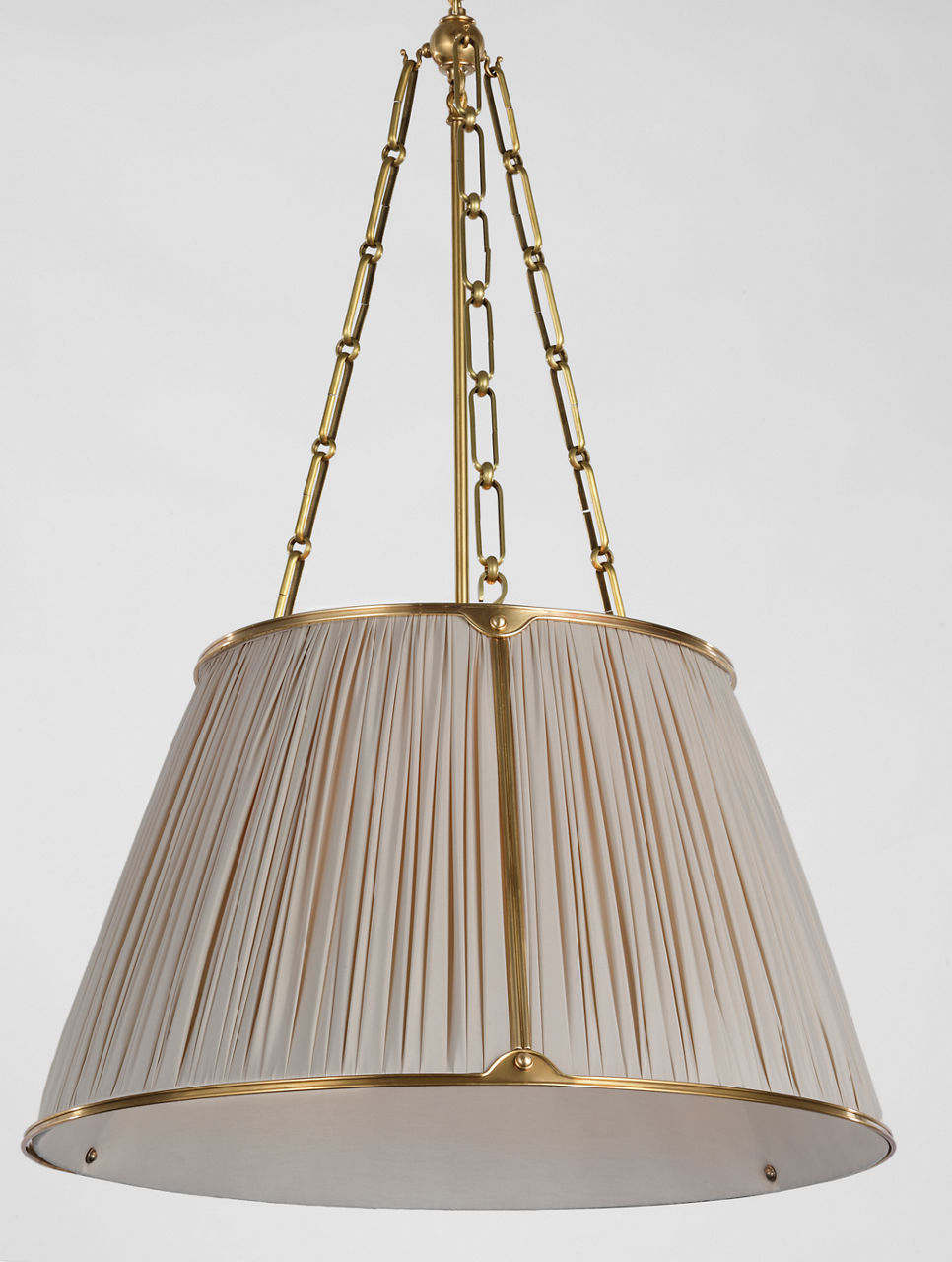 Allister 21" Hanging Shade | Hand-Rubbed Antique Brass | Champagne Silk Pleated Shade