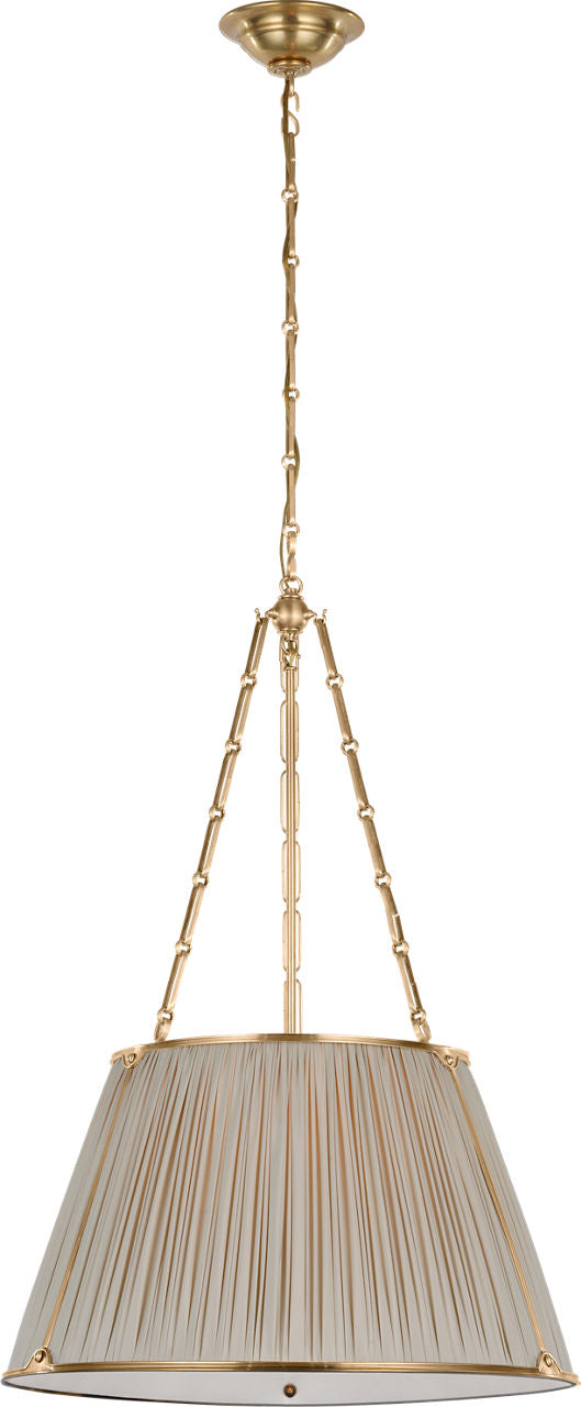 Allister 21" Hanging Shade | Hand-Rubbed Antique Brass | Champagne Silk Pleated Shade
