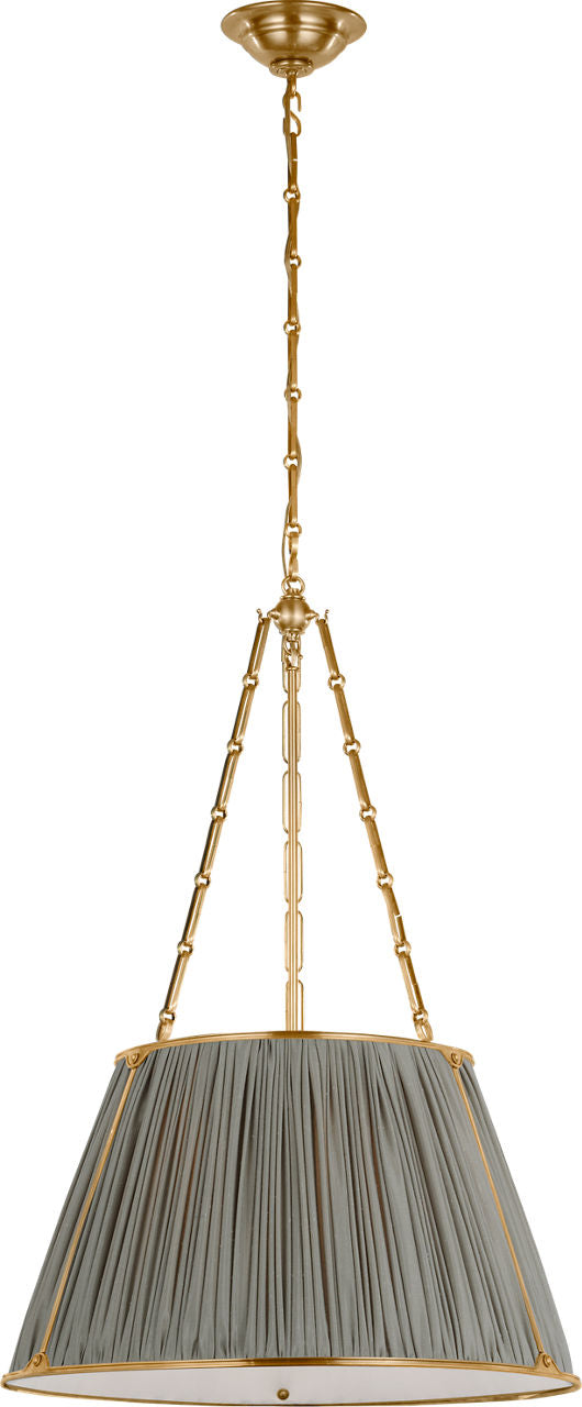 Allister 21" Hanging Shade | Hand-Rubbed Antique Brass | Mist Silk Pleated Shade