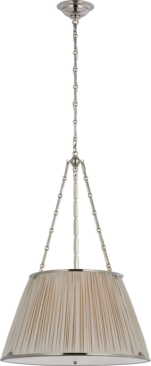 Allister 21" Hanging Shade | Polished Nickel | Champagne Silk Pleated Shade