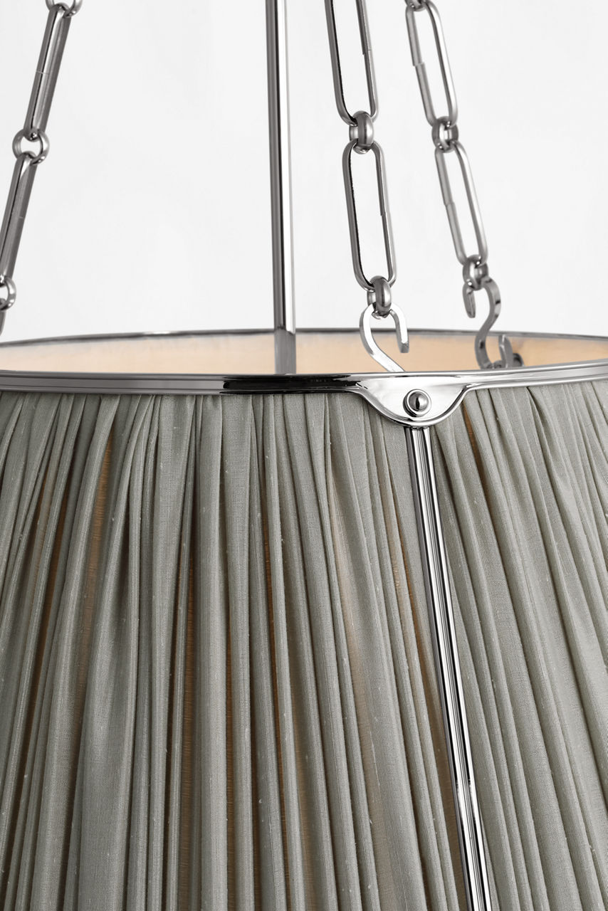 Allister 21" Hanging Shade | Polished Nickel | Mist Silk Pleated Shade