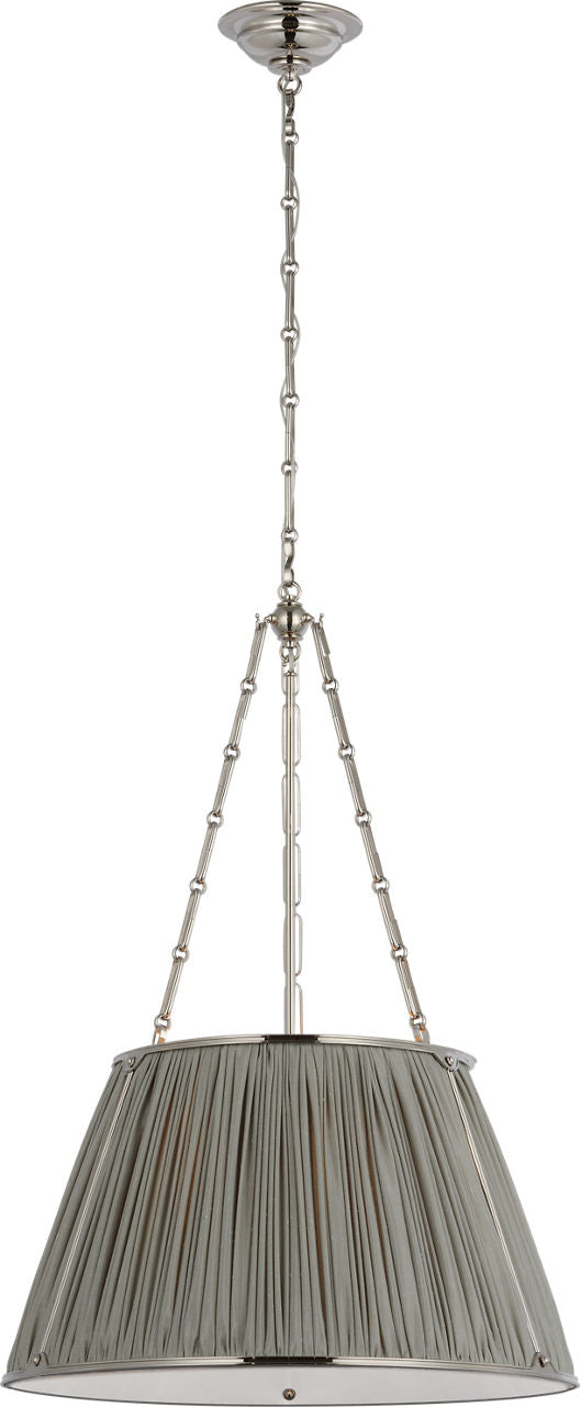 Allister 21" Hanging Shade | Polished Nickel | Mist Silk Pleated Shade