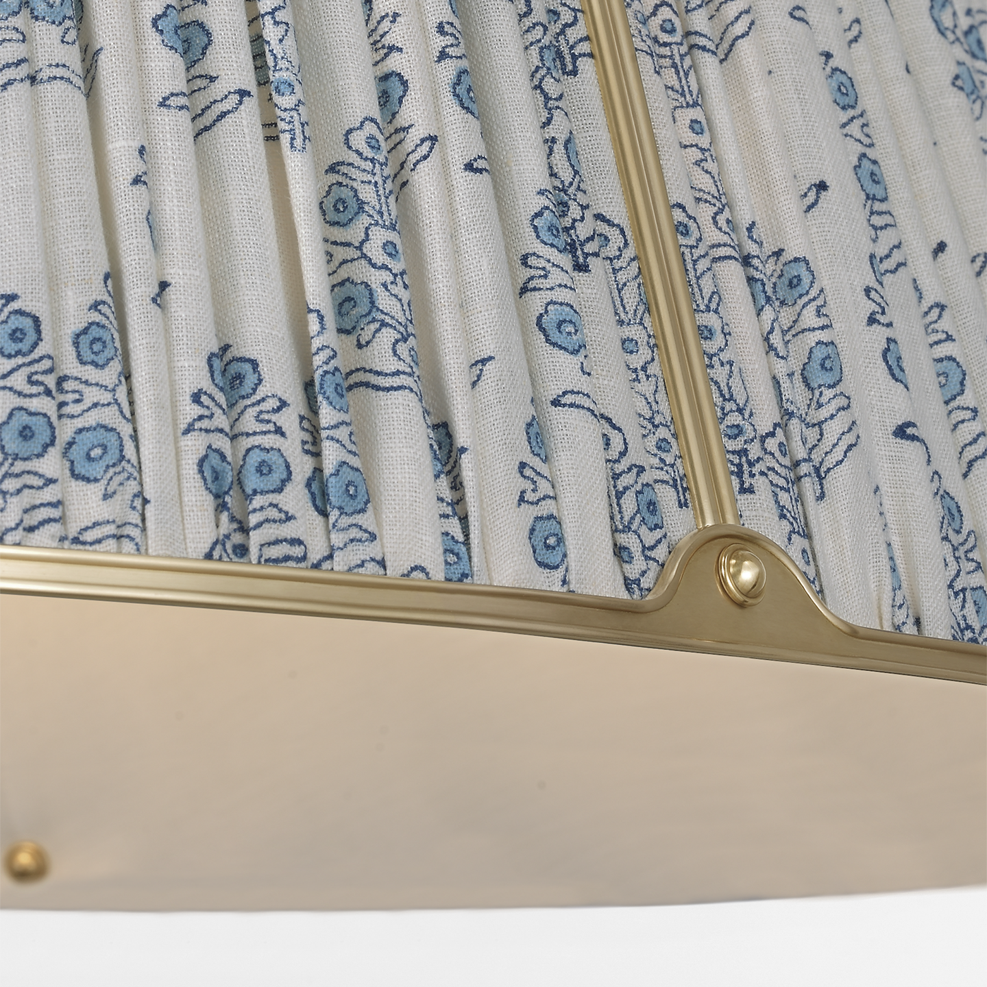 Allister 29" Hanging Shade | Hand-Rubbed Antique Brass | Schumacher Blue Aditi Pleated Shade