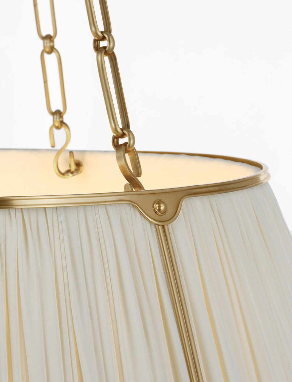 Allister 29" Hanging Shade | Hand-Rubbed Antique Brass | Silk Pleated Shade