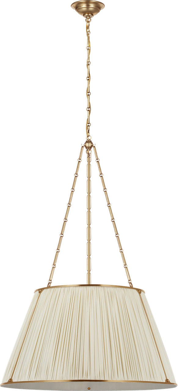 Allister 29" Hanging Shade | Hand-Rubbed Antique Brass | Silk Pleated Shade