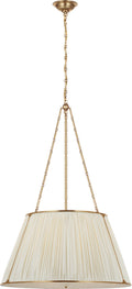 Allister 29" Hanging Shade | Hand-Rubbed Antique Brass | Silk Pleated Shade
