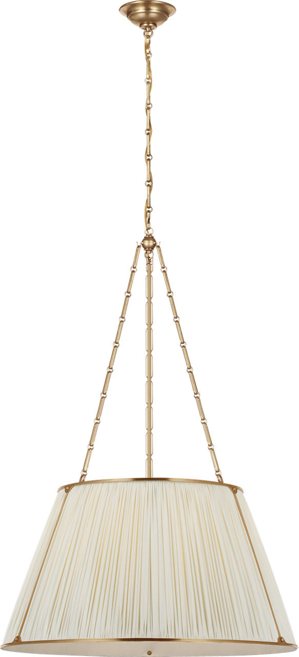 Allister 29" Hanging Shade | Hand-Rubbed Antique Brass | Silk Pleated Shade