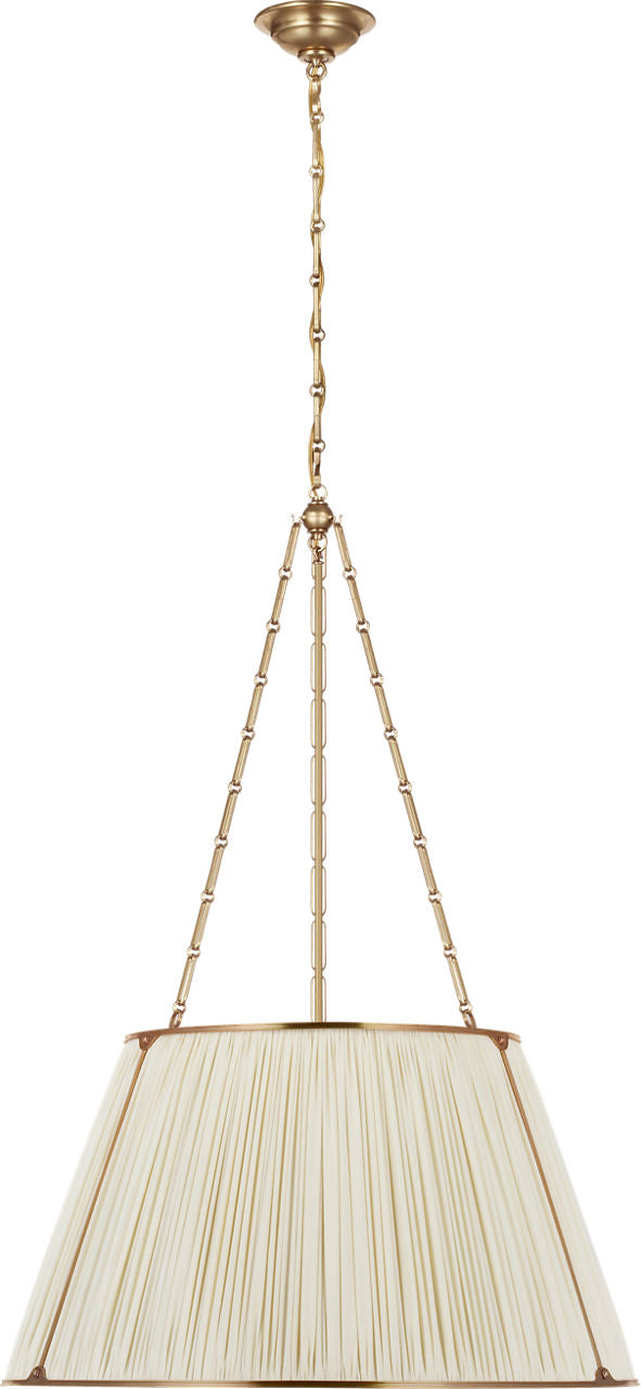 Allister 29" Hanging Shade | Hand-Rubbed Antique Brass | Silk Pleated Shade