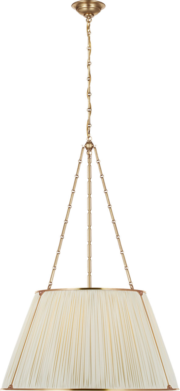 Allister 29" Hanging Shade | Hand-Rubbed Antique Brass | Silk Pleated Shade