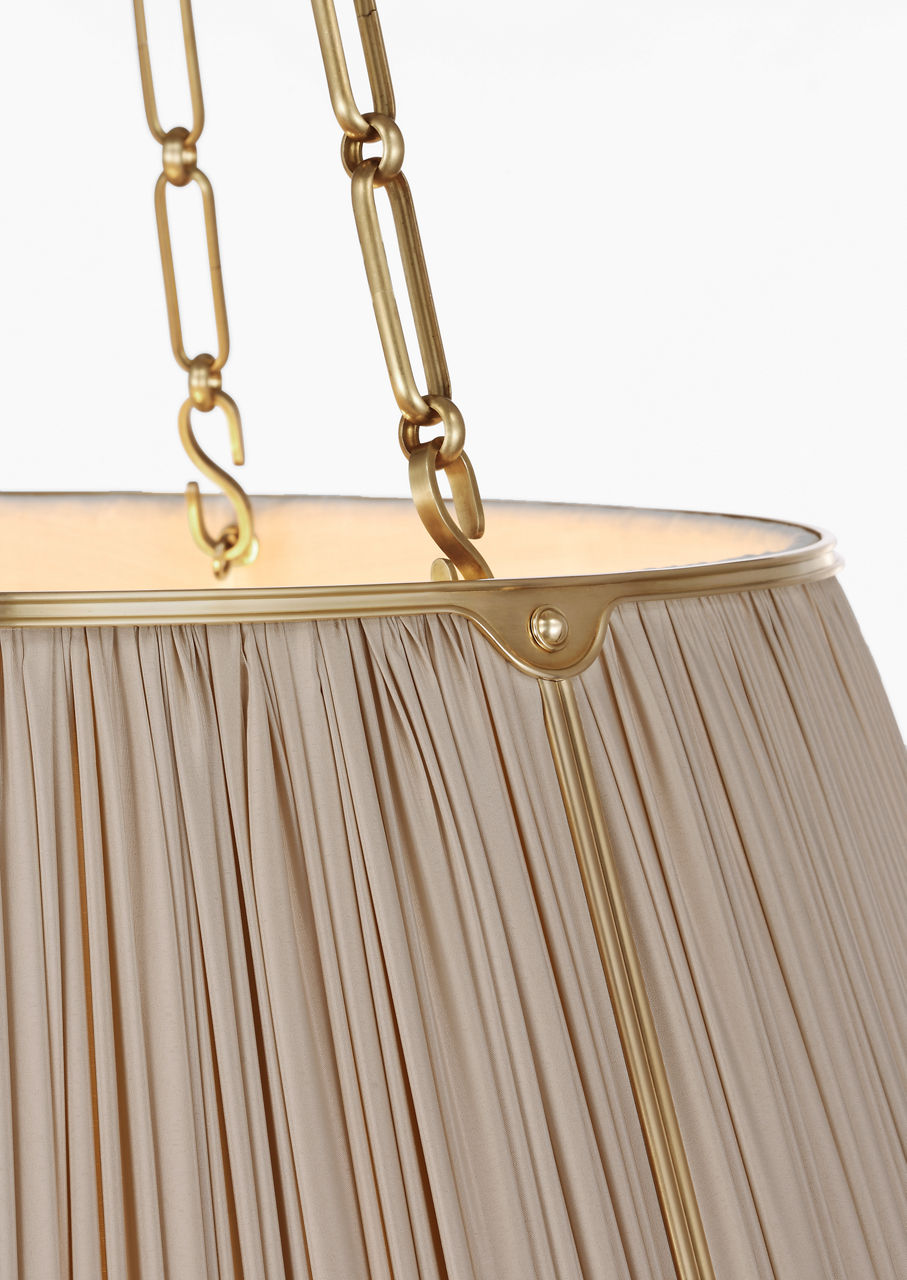 Allister 29" Hanging Shade | Hand-Rubbed Antique Brass | Champagne Silk Pleated Shade