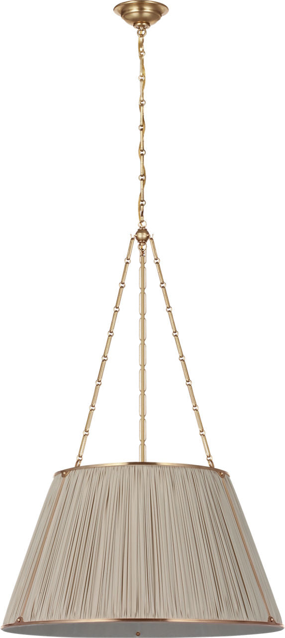 Allister 29" Hanging Shade | Hand-Rubbed Antique Brass | Champagne Silk Pleated Shade