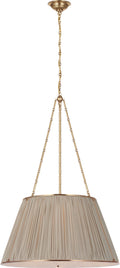 Allister 29" Hanging Shade | Hand-Rubbed Antique Brass | Champagne Silk Pleated Shade
