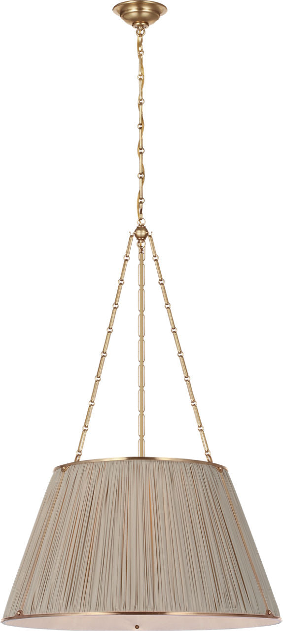 Allister 29" Hanging Shade | Hand-Rubbed Antique Brass | Champagne Silk Pleated Shade