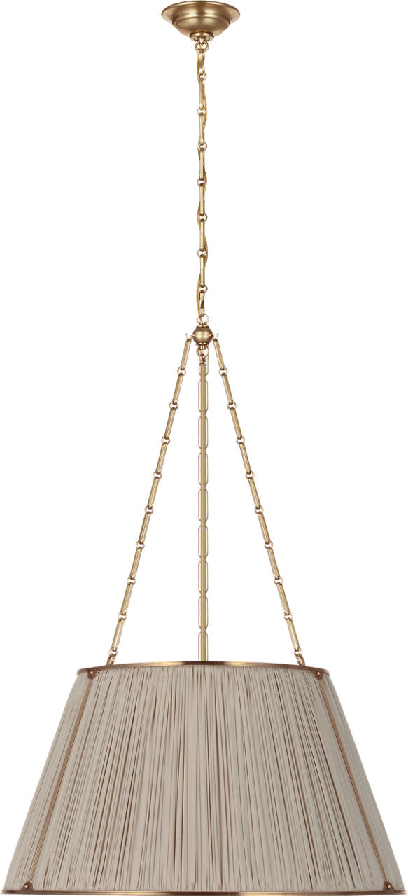 Allister 29" Hanging Shade | Hand-Rubbed Antique Brass | Champagne Silk Pleated Shade