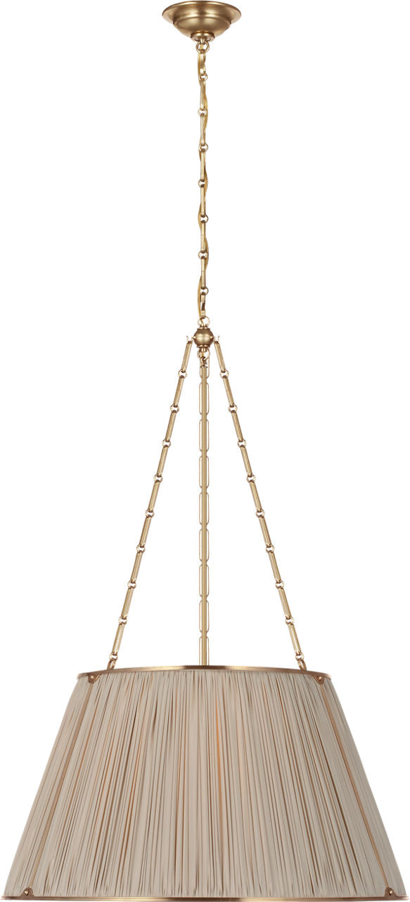 Allister 29" Hanging Shade | Hand-Rubbed Antique Brass | Champagne Silk Pleated Shade