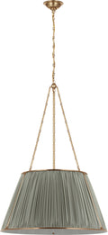 Allister 29" Hanging Shade | Hand-Rubbed Antique Brass | Mist Silk Pleated Shade