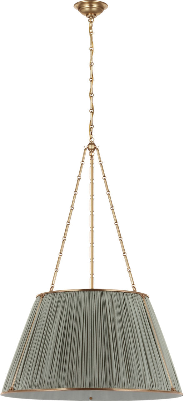 Allister 29" Hanging Shade | Hand-Rubbed Antique Brass | Mist Silk Pleated Shade
