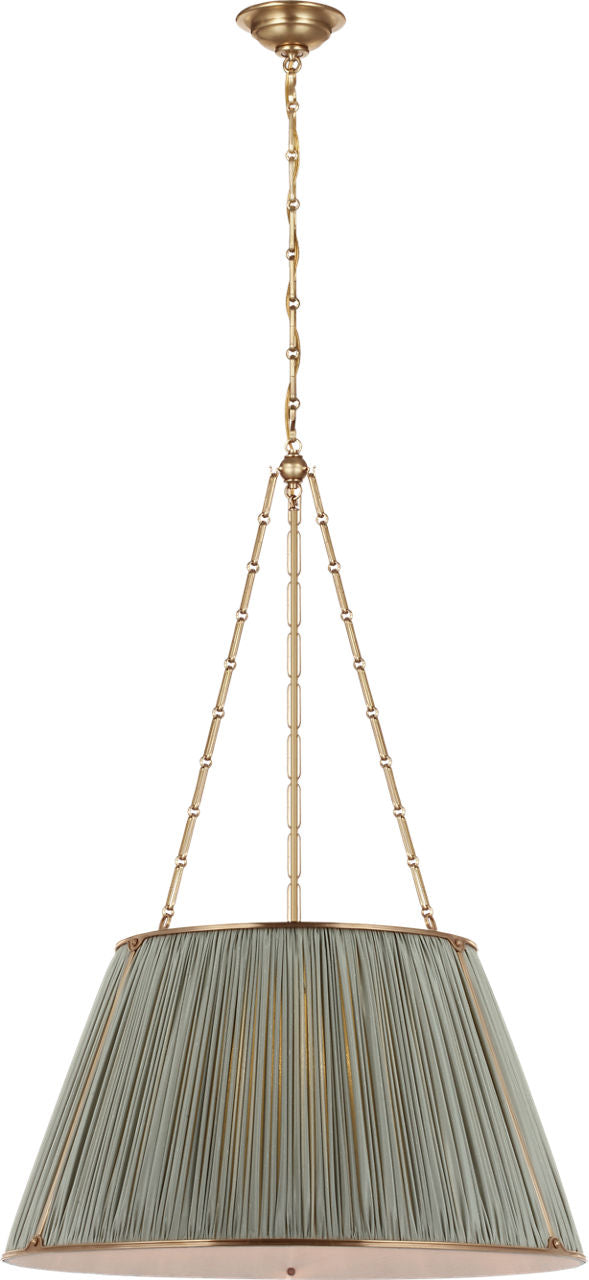 Allister 29" Hanging Shade | Hand-Rubbed Antique Brass | Mist Silk Pleated Shade