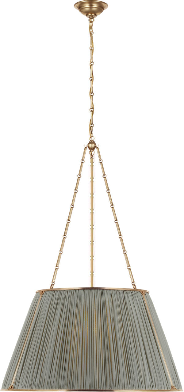 Allister 29" Hanging Shade | Hand-Rubbed Antique Brass | Mist Silk Pleated Shade