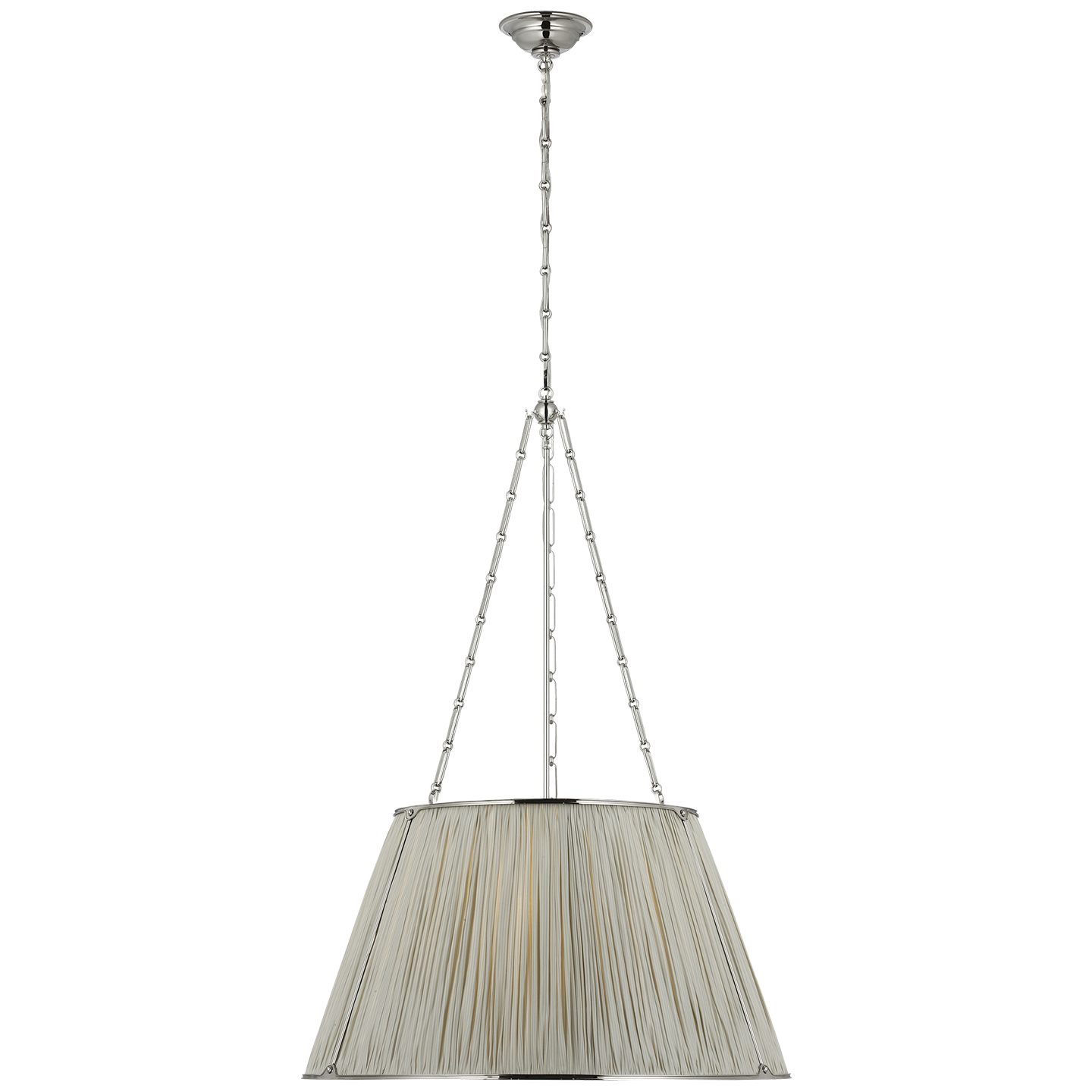 Allister 29" Hanging Shade | Polished Nickel | Schumacher Blue Charee Stripe Pleated Shade